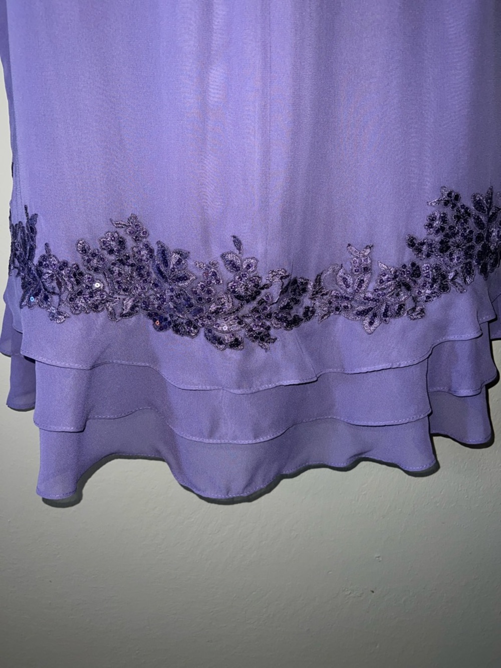 JJs House size14 NWT Purple Ruffle Chiffon Dress w/sequin/lace - Picture 5 of 13